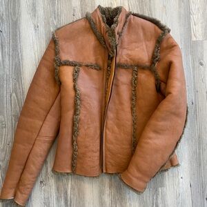 Rare Vintage Shearling Tan Bomber Jacket Coat Retro | Quiet Luxury & Warmth